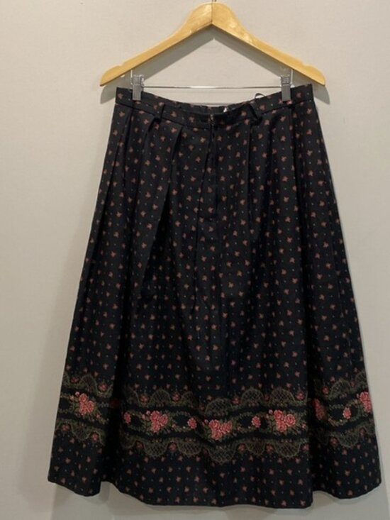 Vintage Original Alpen Trachten Pleated Black Skirt full A-Line Size large 44 - Picture 5 of 12